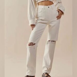 🟤NWT FREE PEOPLE Lasso High Rise Jean in White Sz 31